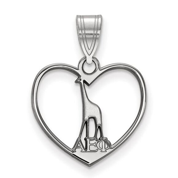 Sterling Silver Alpha Epsilon Phi Heart Pendant - Picture 1 of 3